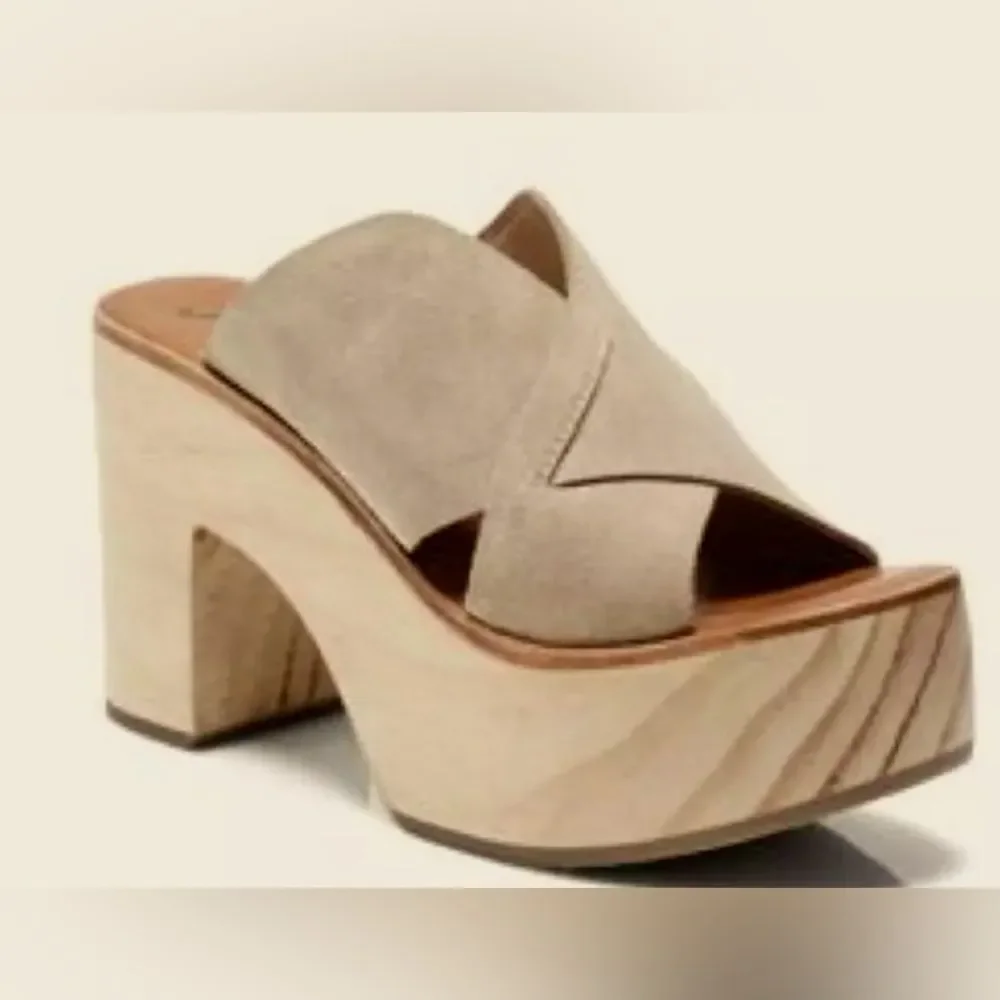 Free People Kora Platform Clogs Taupe Suede EU 41 Size US 10.5 NIB